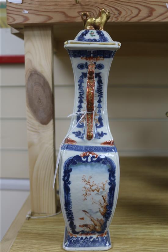 An 18th century Mandarin pattern vase, H.33cms